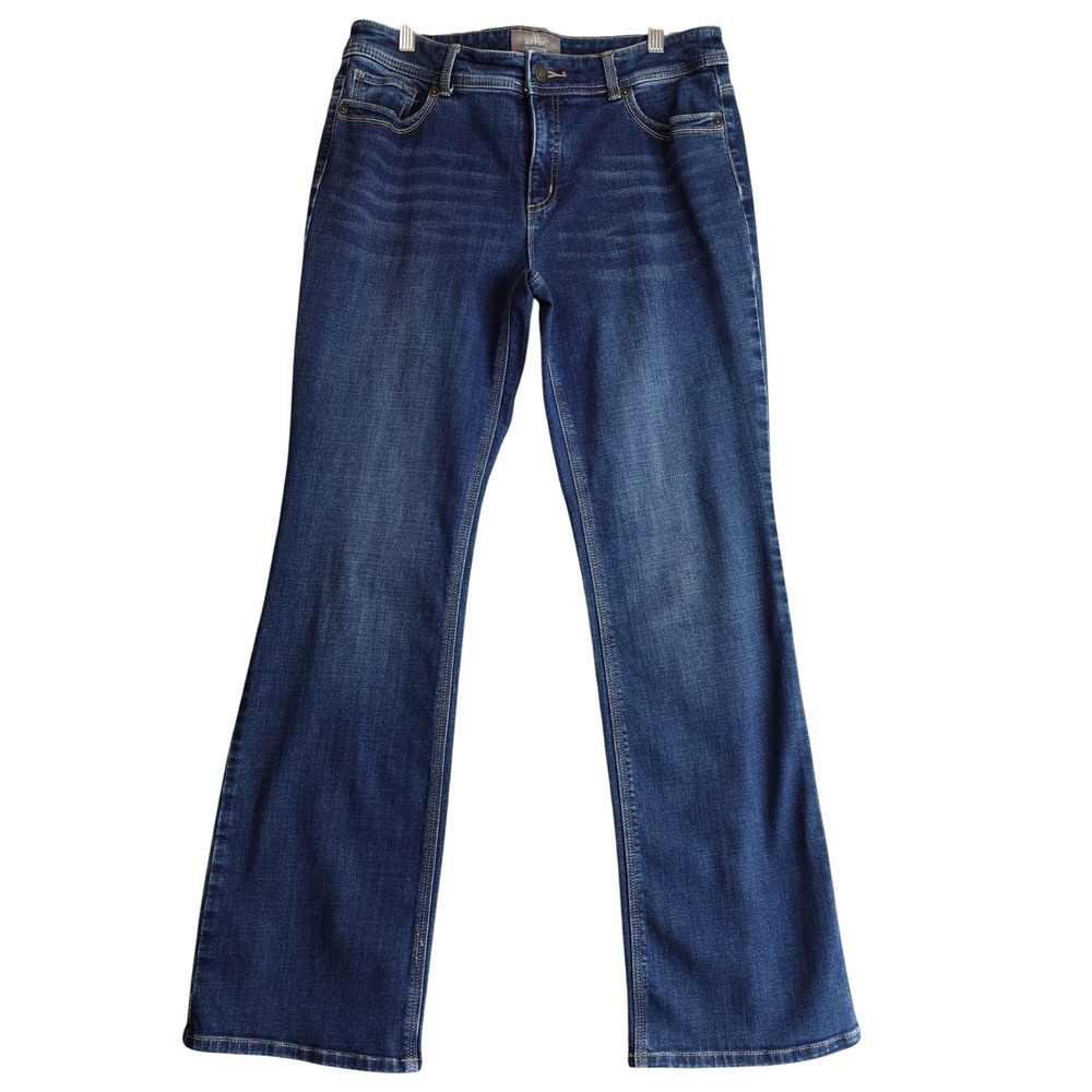 Chico's So Slimming Jeans Womens 1.5 Regular Blue Bootcut Rhinestone Pockets